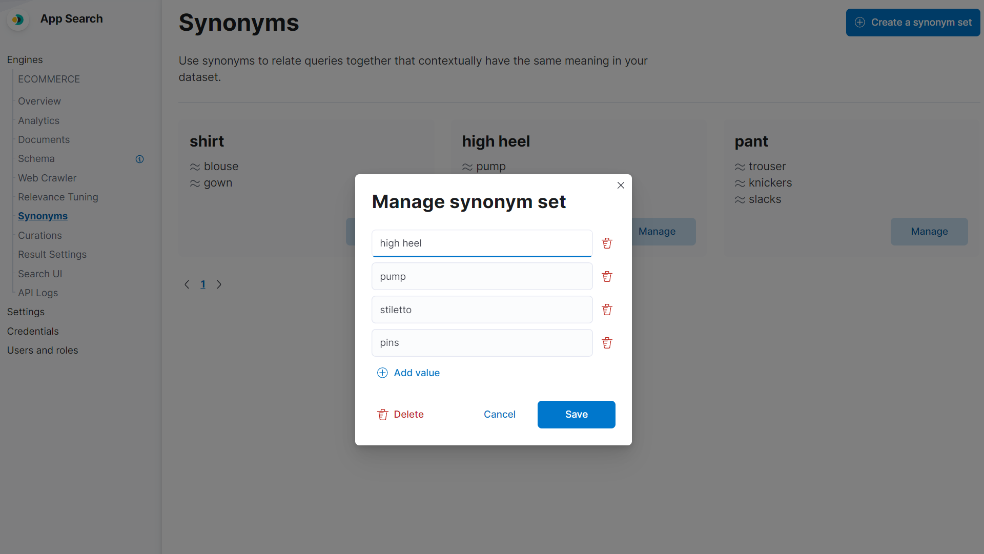screenshot of Elastic Enterprise Search